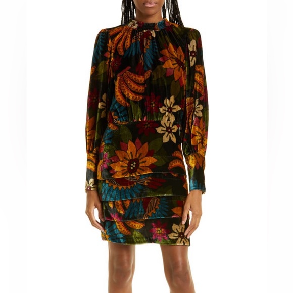 FARM Rio Dresses & Skirts - Farm Rio Long-Sleeve Velvet Dress